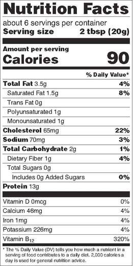 Cricket Nutrition Label