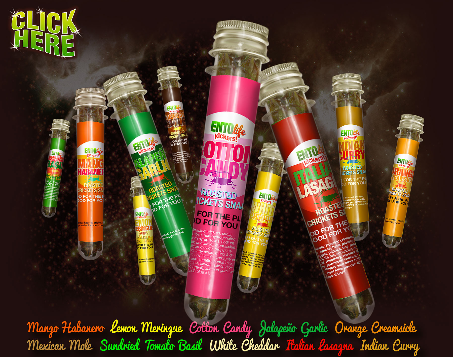 Mini-Kickers Flavored Cricket Snacks | Edible Crickets in 10 Flavors
